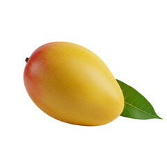 Fresh, Ripe Mango with Leaves Isolated on transparent Background