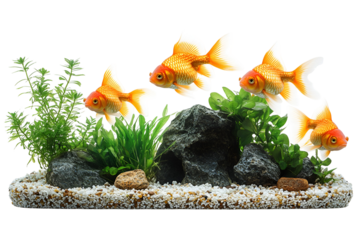 Goldfish aquarium vibrant aquatic life rocks plants