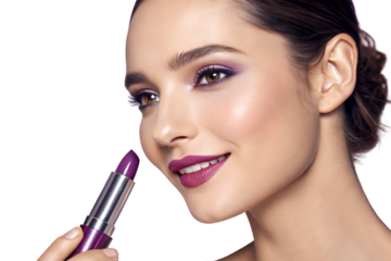 A lady or woman applying lipstick, for advertising, marketing and promotion concept 