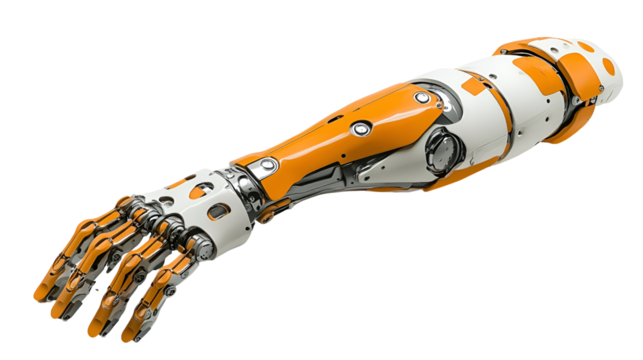 Robotic Arm Orange White Futuristic Technology Design,