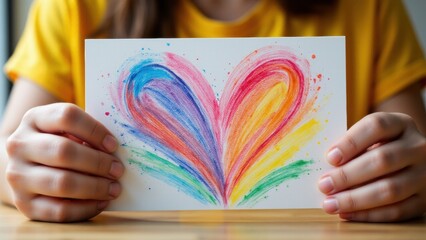 Creative and emotional gift from child to mother in the form of a handmade card. Ideal for family, celebration, and DIY concepts.