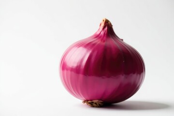Fototapeta premium Close-up of a red onion against pure white, showing detail, background, healthy eating