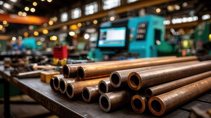 Busy Industrial Copper Pipes Manufacturing Factory