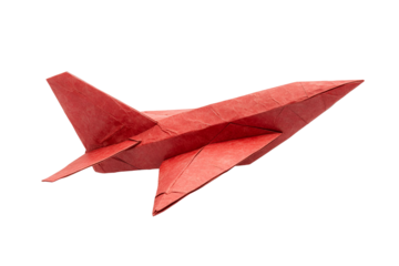 Red Origami Airplane in Flight Paper Art Craft