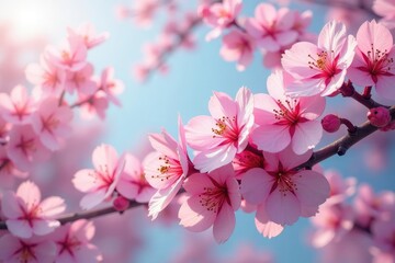 Fototapeta premium Dense cluster of sakura flowers, creating a vibrant repeating motif , springtime, cherry blossom