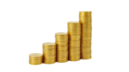 golden coins isolated on white background