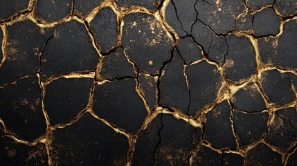 Abstract Cracked Surface with Gilded Veins for Unique Texture Backgrounds