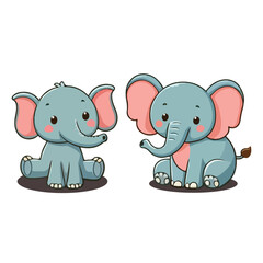 Cute cartoon elephant with big ears and smile