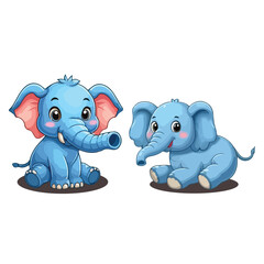 Cute cartoon elephant with big ears and smile