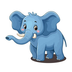 Cute cartoon elephant with big ears and smile