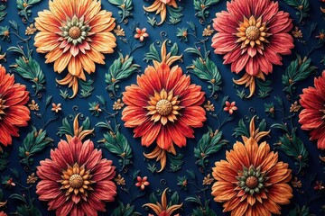 Intricate floral damask, woven textile background, tapestry, surface, home decor