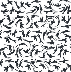 Fototapeta premium A flock of swirling, distorted birds or flying creatures.