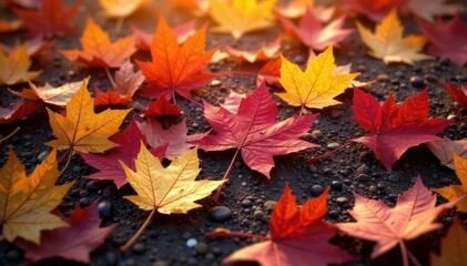 Abstract autumn leaves decaying on the ground, autumn leaves, compost, ground