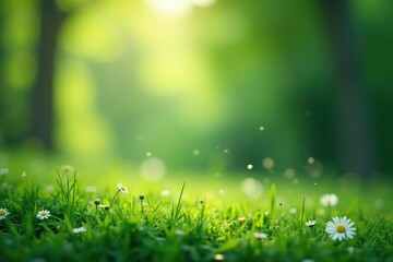 Obraz premium Abstract blurred nature scene, ideal for website backdrop, forest, summer, water