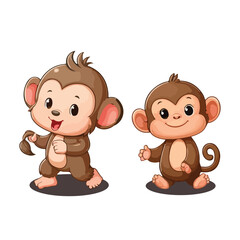Playful baby monkey with big eyes and wide smile