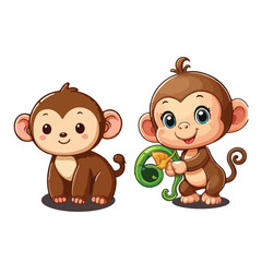 Playful baby monkey with big eyes and wide smile