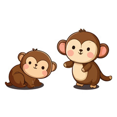 Playful baby monkey with big eyes and wide smile