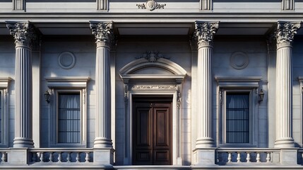Obraz premium Monumental neoclassical building with steps and entrance high resolution picture
