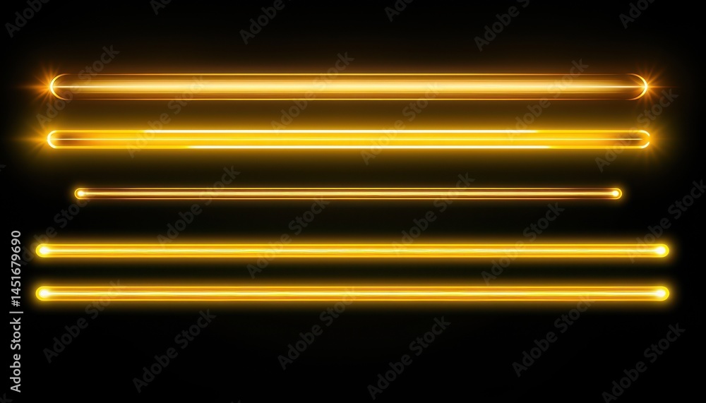 Poster Abstract Golden Lines with Glow Effect on Black Background for Modern Design Elements and Technology Concepts Represents Futuristic Linear Art