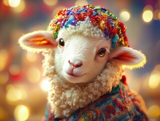 Happy cute baby sheep on eid adha mubarak