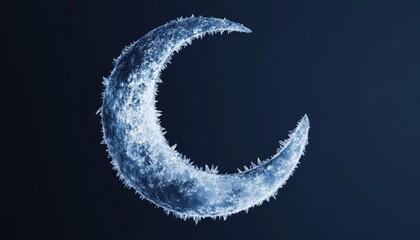 Fototapeta premium Detailed Crescent Moon Celestial Body in Blue Tones Against Dark Background