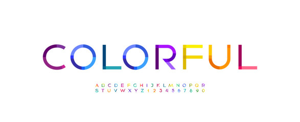Font colorful alphabet, bright letters from A to Z and numbers from 0 to 9, vector illustration 10EPS.