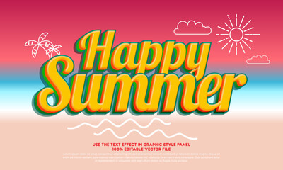 Vibrant summer vibes editable typography template for happy summer