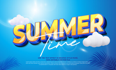 Summer time editable text effect typography template for happy summer