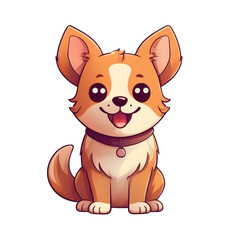 Fototapeta premium Adorable Cartoon Corgi Puppy Sitting Happily A Cute Illustration Perfect for Children's Books or Websites