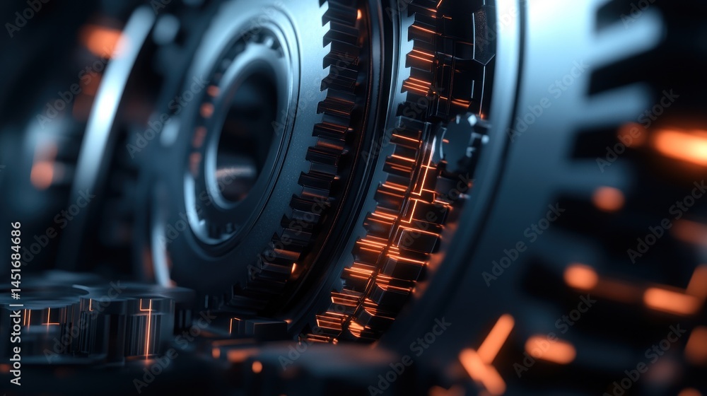 Poster detailed close-up view of intricate gears and mechanisms.