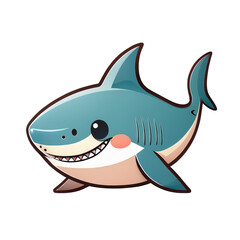 Obraz premium Adorable Cartoon Shark Character Illustration Cute Smiling Aquatic Animal Design Perfect for Kids Products