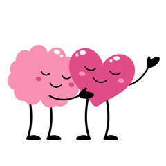 Health Character Brain and Heart Illustration