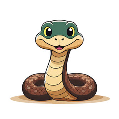 Fototapeta premium Adorable Cartoon Snake Illustration Happy Reptile Character Design Cute Little Serpent Image for Kids
