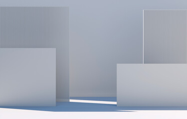 3d render.  Modern minimalist architecture with clean lines and soft shadows in a serene