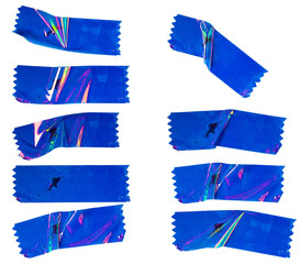 Blue Iridescent Foil Tape Strips Set Illustration for Decorative and Craft Design Projects