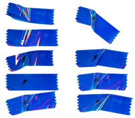 Blue Iridescent Foil Tape Strips Set Illustration for Decorative and Craft Design Projects