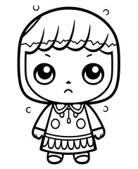 Obraz premium Spooky Kawaii Cute and Creepy Horror Coloring Pages, Art, Vector, Black And White Illustration