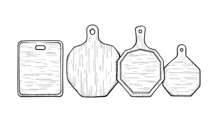 Bamboo Cutting Board Line Art Simple Elegant Design for Cooking