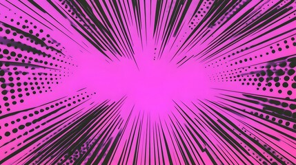 Obraz premium Bright magenta and violet pop art background with retro comic style halftone dot design