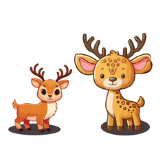 Cute cartoon deer with big eyes and spotted fur