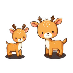 Cute cartoon deer with big eyes and spotted fur