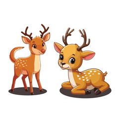 Cute cartoon deer with big eyes and spotted fur