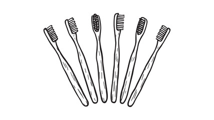 Bamboo Toothbrush Line Art Illustration Sustainable Beauty for Your Teeth