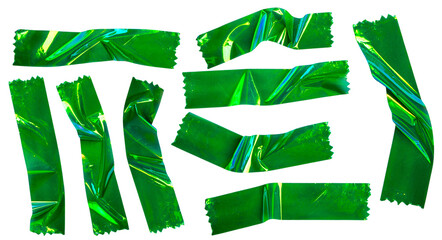 Obraz premium Green Foil Tape Pieces Set Illustration for Decorative Craft and Design Projects