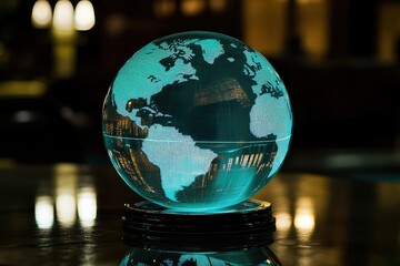 Transparent globe, lit from within