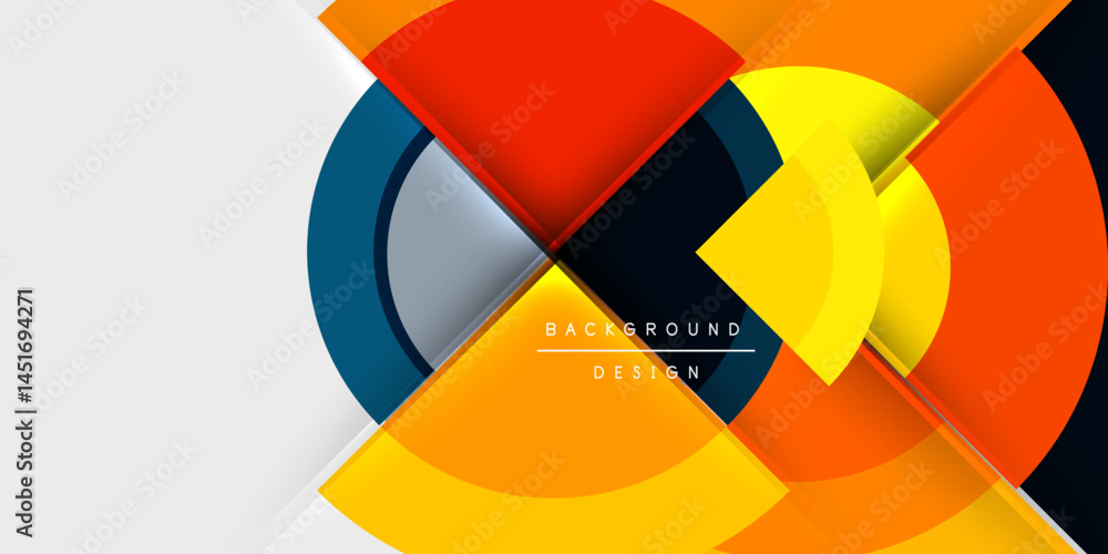 Aufkleber Abstract geometric design. Overlapping circles, vibrant colors, dynamic composition. Modern background with text elements.