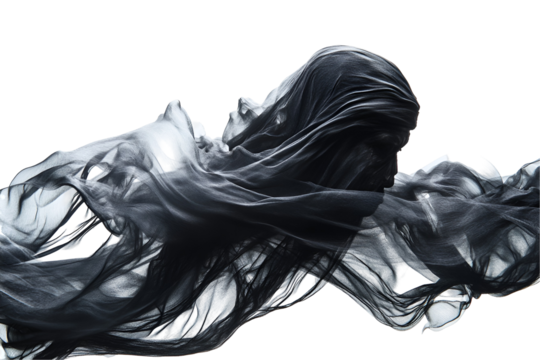 Dark Fabric Swirling Enveloping Figure Abstract Art