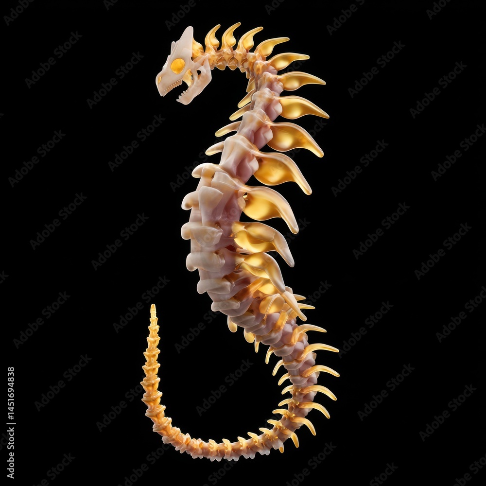 Poster intricate skeletal structure of a unique creature detailed anatomy of a spinal column