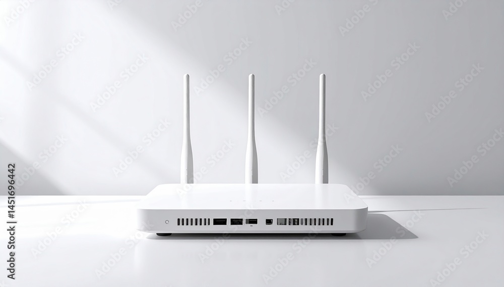 Poster setting up a wireless router home office technology guide minimalist design front view connectivity 