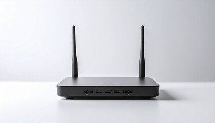 Fototapeta premium Setup process for wireless router home office technology guide indoor close-up connectivity essentials